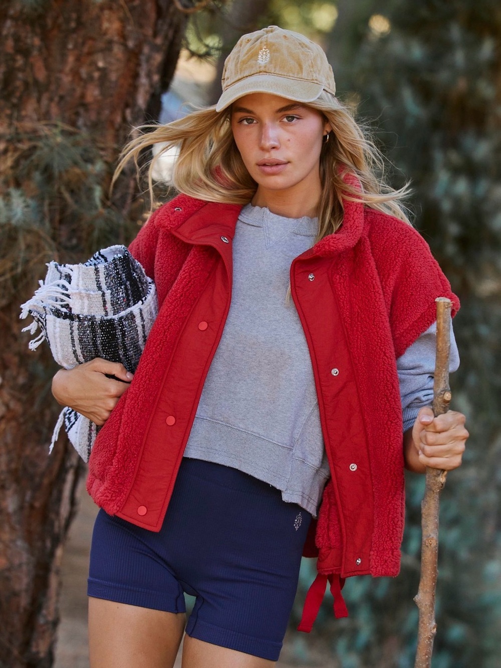 ♥️ Free People Movement Scout It Out Fleece Vest Cranberry Size Small